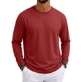 thumbnail image 1 of Nestiefly Men's Long Sleeve T-Shirts Lightweight Soft Crew Neck Gym Tees for Running Lounging Basic Tee Shirts Red L, 1 of 9