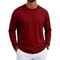 thumbnail image 1 of Nestiefly Men's Long Sleeve T-Shirts Lightweight Soft Crew Neck Gym Tees for Running Lounging Basic Tee Shirts Wine M, 1 of 9