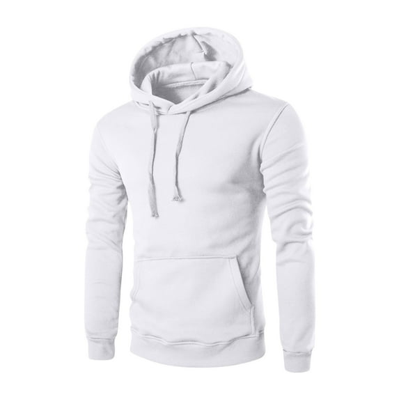 Nestiefly Men's Loose Fit Hoodies Pullover Fleece Lined Sweatshirt Casual Long Sleeve Hooded with Kangaroo Pocket Drawstring Ultra Soft Winter Top White L