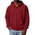thumbnail image 1 of Nestiefly Men's Oversized Zip Up Relaxed Fit Hoodie Fleece Fall Long Sleeve Winter Jackets with Pockets Wine XL, 1 of 5