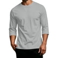 thumbnail image 1 of Nestiefly Men's Shirts 3/4 Sleeve Cotton T-Shirt Crew Neck Tees Classic Basic Casual Tops Plain Soft Shirt Gray XL, 1 of 8