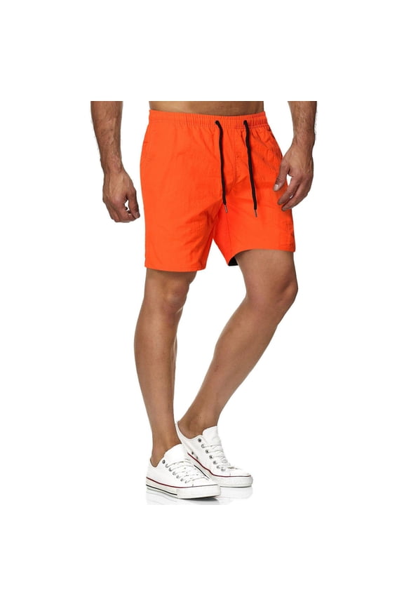 Men's Swim Trunks 5.5 inch Beach Athletic Lightweight Shorts Quick Dry Bathing Suits with Mesh Liner Saffron M