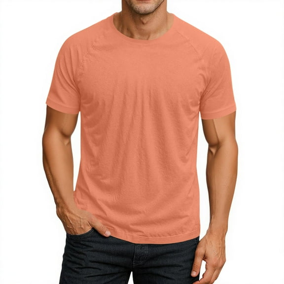 Nestiefly Men's T Shirts Summer Crewneck Raglan Sleeve Fitted Tennis Shirts Short Sleeve Basic Lightweight Western T-Shirts Royal Blue L