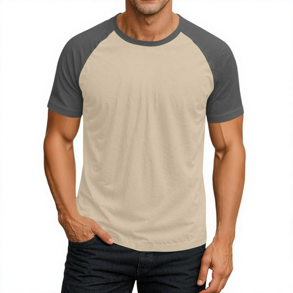 Nestiefly Men's Tshirt Short Sleeve Basic Loose Outdoor Plain Tee Raglan Sleeve Crewneck Oversized Gym T-Shirts Gray XL