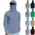 thumbnail image 1 of Nestiefly Men's UPF 50+ UV Protection Fishing Shirt with Face Mask Long Sleeve Quick Dry Breathable Sun Hoodie for Beach Light Blue M, 1 of 4