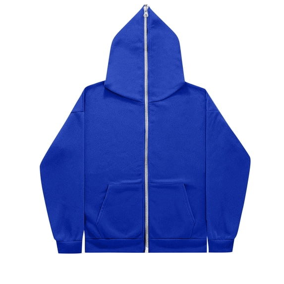 Nestiefly Men's Zip Up Hooded Sweatshirt Jacket, Casual Long Sleeve Full Zip Hoodie with Pockets, Lightweight Polyester Outerwear for Daily Wear Royal Blue 3XL