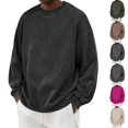 thumbnail image 1 of Nestiefly Mens Acid Wash Cotton Long Sleeve Loose Fit Casual Pullover Vintage Relaxed Crewneck Shirt Black 3XL, 1 of 9