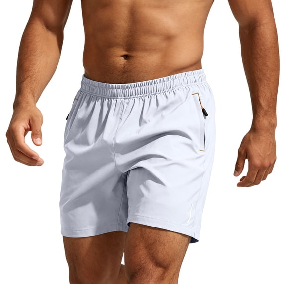 Nestiefly Mens Athletic Running Shorts Lightweight Quick Dry Drawstring Mesh Gym Shorts with Zipper Pockets White 3XL
