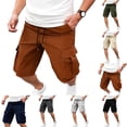 thumbnail image 1 of Nestiefly Mens Cargo Cotton Chino Cargo Shorts Drawstring Stretch Elastic Waist Casual Lightweight Summer Work Short with Multi Pockets Navy M, 1 of 4