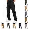thumbnail image 1 of Nestiefly Mens Cargo Pants Relaxed Fit Chino Elastic Waist Multi Pocket Hiking Work Trousers Black S, 1 of 7
