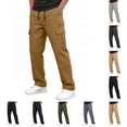 thumbnail image 1 of Nestiefly Mens Cargo Pants Relaxed Fit Chino Elastic Waist Multi Pocket Hiking Work Trousers Ginger M, 1 of 7
