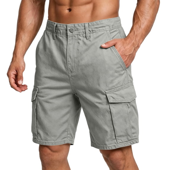 Nestiefly Mens Cargo Shorts 7 Inch Inseam Stretch Work Shorts Comfy Relaxed Fit Lounge Hiking Short with Multi Pockets Light Gray S
