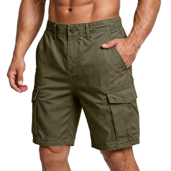 Nestiefly Mens Cargo Shorts 7 Inch Inseam Stretch Work Shorts Comfy Relaxed Fit Lounge Hiking Short with Multi Pockets Light Green L