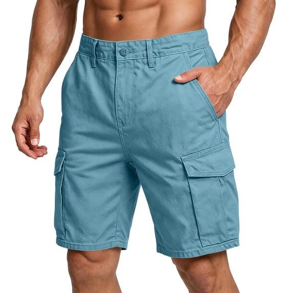 Nestiefly Mens Cargo Shorts 7 Inch Inseam Stretch Work Shorts Comfy Relaxed Fit Lounge Hiking Short with Multi Pockets Turquoise 4XL