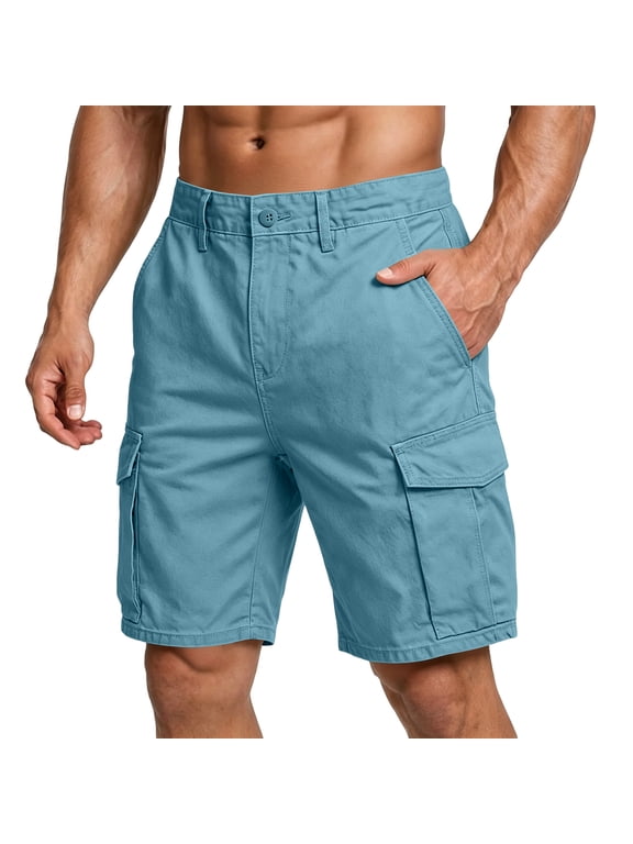 Mens Cargo Shorts 7 Inch Inseam Stretch Work Shorts Comfy Relaxed Fit Lounge Hiking Short with Multi Pockets Turquoise XL