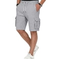 thumbnail image 1 of Nestiefly Mens Casual Sweat Cargo Cotton Shorts Drawstring Elastic Waist Athletic Workout Gym Jogger Shorts with 5 Pockets Light Gray S, 1 of 3