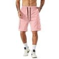 thumbnail image 1 of Nestiefly Mens Casual Sweat Cargo Cotton Shorts Drawstring Elastic Waist Athletic Workout Gym Jogger Shorts with Pockets Pink 2XL, 1 of 3