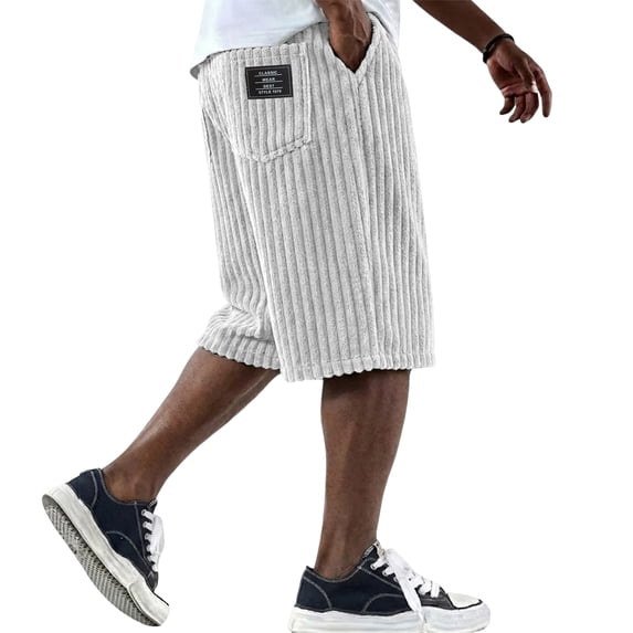 Nestiefly Mens Corduroy Shorts Casual Relaxed Fit Elastic Waist Drawstring 2026 Summer Beach Lightweight Comfort Lounge Short White 2XL