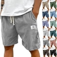 thumbnail image 1 of Nestiefly Mens Corduroy Shorts Elastic Waist Drawstring Lightweight Casual Summer Beach Lounge Short with Pockets White L, 1 of 5