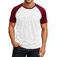 thumbnail image 1 of Nestiefly Mens Crewneck Shirts Basic Short Sleeve Raglan Sleeve Retro Beach Pullover Soft Outdoor Tops Deep Red 2XL, 1 of 6