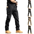 thumbnail image 1 of Nestiefly Mens Fleece Lined Cargo Pants Winter Snow Ski Waterproof Warm Outdoor Climbing Hiking Pant With Multi Pockets Black M, 1 of 10