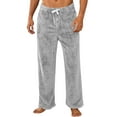 thumbnail image 1 of Nestiefly Mens Fleece Pajama Pants, Warm Plaid Lounge Pj Bottoms for Men with Pockets Soft Gray XXL, 1 of 5
