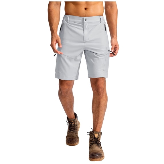 Nestiefly Mens Golf Shorts Quick Dry Stretch Lightweight Elastic Waist Work Hiking Summer Dress Shorts with Pockets Light Gray XL