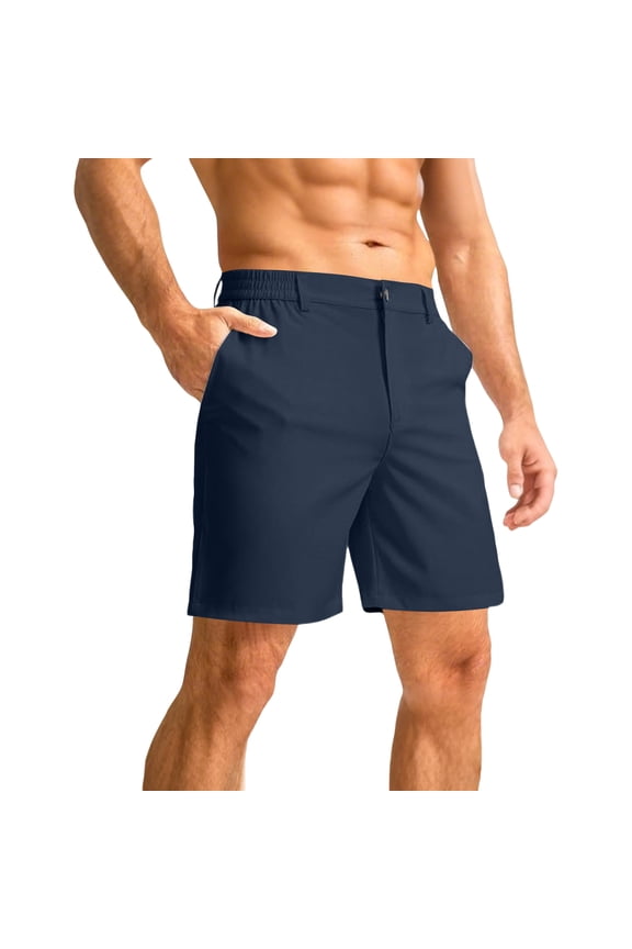 Mens Golf Shorts Work Dress Shorts Casual Flat Front Hybrid Short Lightweight Quick Dry Water Resistant Navy 4XL