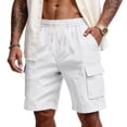thumbnail image 1 of Nestiefly Mens Linen Cargo Shorts Casual Drawstring Shorts Relaxed Fit Summer Beach for Men 2026 White XL, 1 of 7