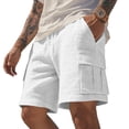 thumbnail image 1 of Nestiefly Mens Linen Cargo Shorts Summer Casual Loose Elastic Waist Drawstring Lightweight Beach Vacation Shorts with Pockets White 3XL, 1 of 9