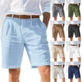 thumbnail image 1 of Nestiefly Mens Linen Shorts Casual Summer Beach Shorts Loose Elastic Waist Drawstring Cargo Pants with Pockets Army Green L, 1 of 4