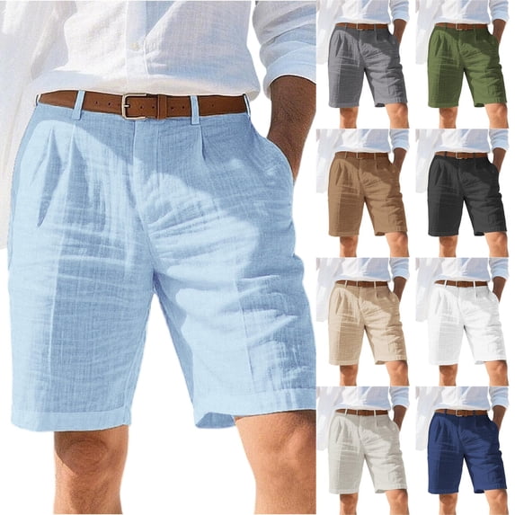 Nestiefly Mens Linen Shorts Casual Summer Beach Shorts Loose Elastic Waist Drawstring Cargo Pants with Pockets Brown 2XL