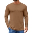 thumbnail image 1 of Nestiefly Mens Long Sleeve T Shirts Crew Neck Casual Basic Pullover Shirt | Soft Breathable, Lightweight Shirts for Men Brown 2XL, 1 of 9