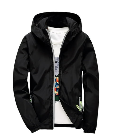 Nestiefly Mens Rain Jacket Hoodies Raincoat Windbreaker Running Waterproof Lightweight with Hood Travel Hiking Cycling Black M