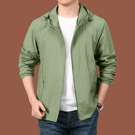 Nestiefly Mens Rain Jacket Raincoat Windbreaker Running Waterproof Lightweight with Hood Travel Hiking Cycling Army Green 2XL