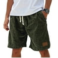 thumbnail image 1 of Nestiefly Mens Shorts 7” Linen Elastic Waist Above Knee Gym Sweat Shorts Twill Chino Drawstring High Waisted Twill Above Knee Shorts with Pockets Army Green 5XL, 1 of 5