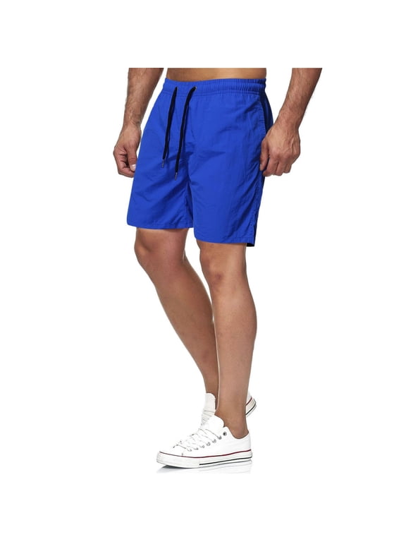 Mens Swim Trunks 5'' - Mesh Liner Quick Dry Beach Sports Athletic Lightweight Casual Swimwear Shorts with Pockets Blue L