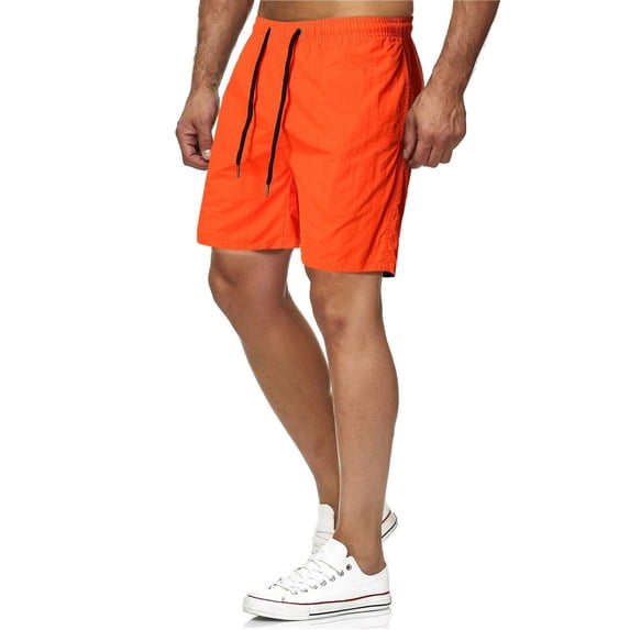 Nestiefly Mens Swim Trunks 5'' - Mesh Liner Quick Dry Beach Sports Athletic Lightweight Casual Swimwear Shorts with Pockets Saffron M