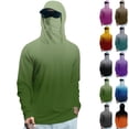 thumbnail image 1 of Nestiefly Mens Uv Rash Guard Fishing Shirts with Mask UPF 50+ Cooling Shirt Sun Protection Hiking Blouse Lightweight Hoodies Cyan S, 1 of 2