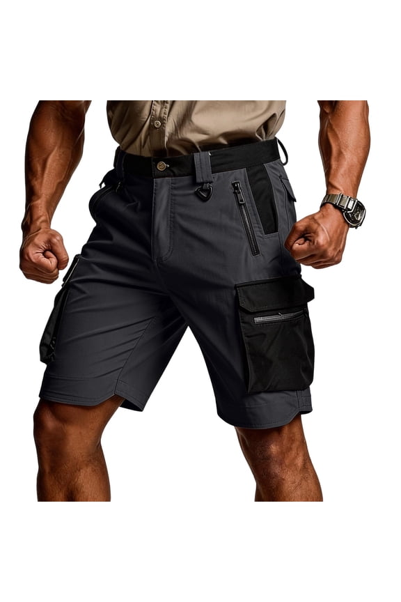 Mens Work Shorts Waterproof Quick Dry Baggy Tactical Cargo Shorts Lightweight Ripstop Hiking Shorts Zipper Pockets Black 3XL