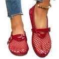 thumbnail image 1 of Nestiefly Mesh Ballet Flats for Women Buckle Strap Comfy Casual Office Fishnet Ballerina Flat Shoes Red 42, 1 of 5