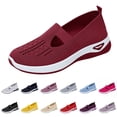 thumbnail image 1 of Nestiefly Orthopedic Shoes for Women Woven Wide Width Breathable Walking Slip On Non Slip Arch Support Sneakers Wine US-7, 1 of 5