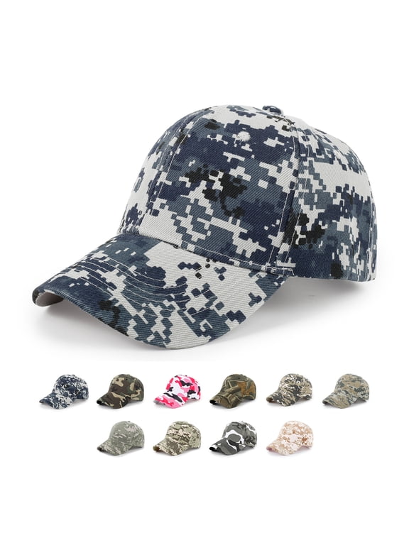 Outdoor Cap, Camo Baseball Hat, Breathable Sun Protection for Hiking Fishing Camping I One Size