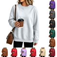 thumbnail image 1 of Nestiefly Oversized Crewneck Sweatshirt Women Fleece Long Sleeve No Hood Pullover Fall Casual Sweat Shirts Gray XL, 1 of 7