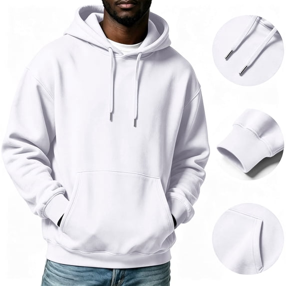 Nestiefly Oversized Hoodies for Men Baggy Comfort Fleece Hooded Sweatshirt Pullover Long Sleeve, Loose Fit, Workout, Drawstring, Winter White M