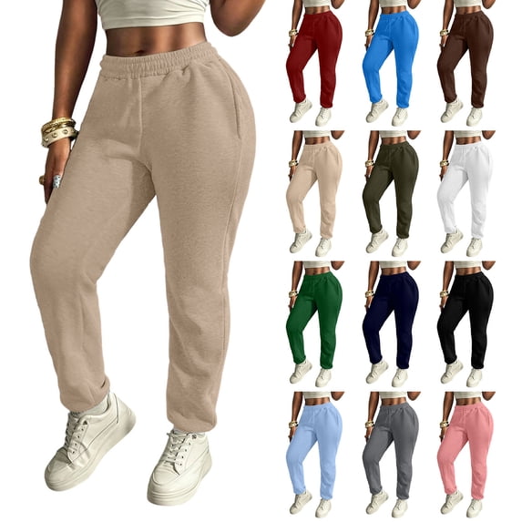 Nestiefly Plus SizeTall Women's Straight Leg Sweatpants Drawstring Elastic Waist Casual Joggers Pants with Pockets Open Bottom Dark Green L