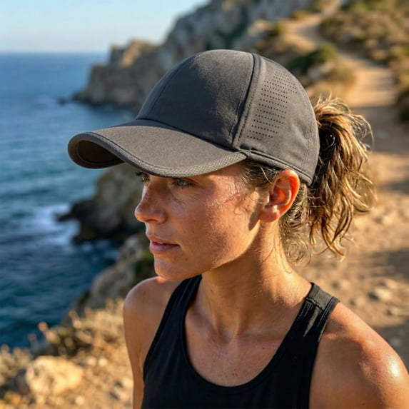 Nestiefly Quick Dry Hat Unstructured Athletic Baseball Cap Lightweight Running & Golf Cap for Women Men Dark Gray One Size