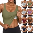 thumbnail image 1 of Nestiefly Racerback Crop Tank Tops for Women - U Neck Yoga Padded Longline Sports Bras Workout Navy S, 1 of 7