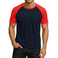 thumbnail image 1 of Nestiefly Raglan Sleeve T Shirts for Men Short Sleeve Crewneck Slim Fit Gym Pullover Basic Plus Size Western Shirts Red 3XL, 1 of 6