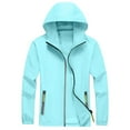 thumbnail image 1 of Nestiefly Rain Jacket Men Lightweight, Waterproof Breathable Raincoat with Hood, Outdoor Hiking Winbreaker Light Blue 3XL, 1 of 4